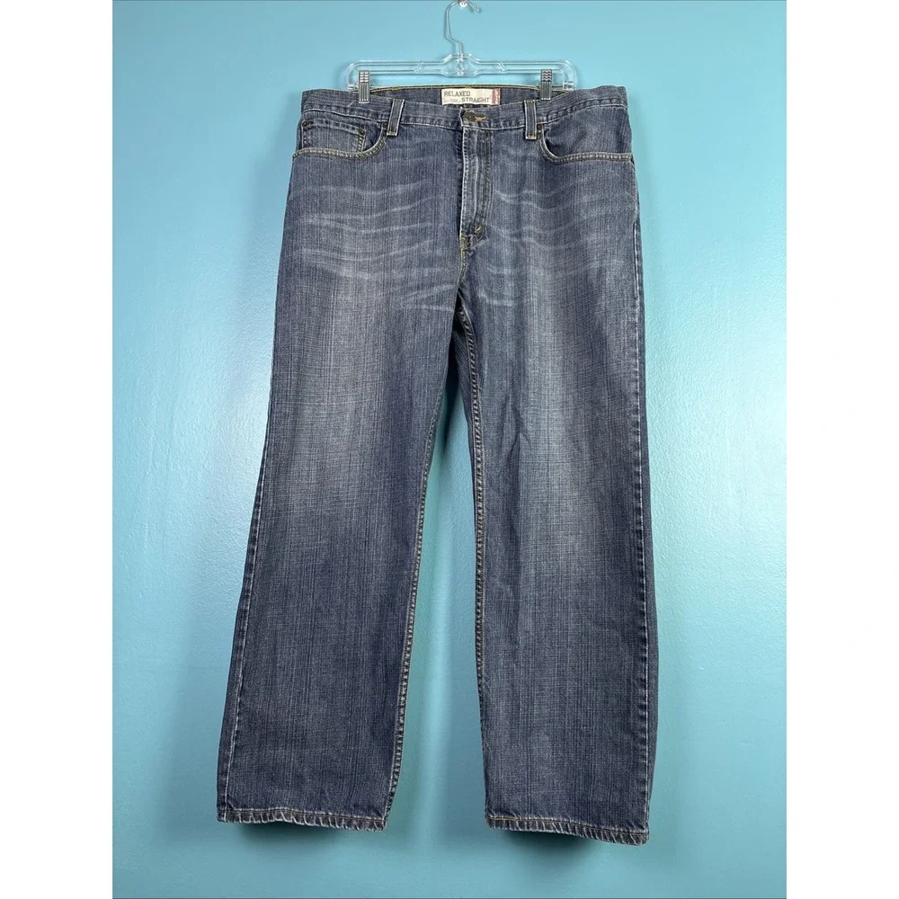 Y2K Levi's 559 Relaxed Straight Jeans Mens 38x30 Blue Denim Whiskers Fade
